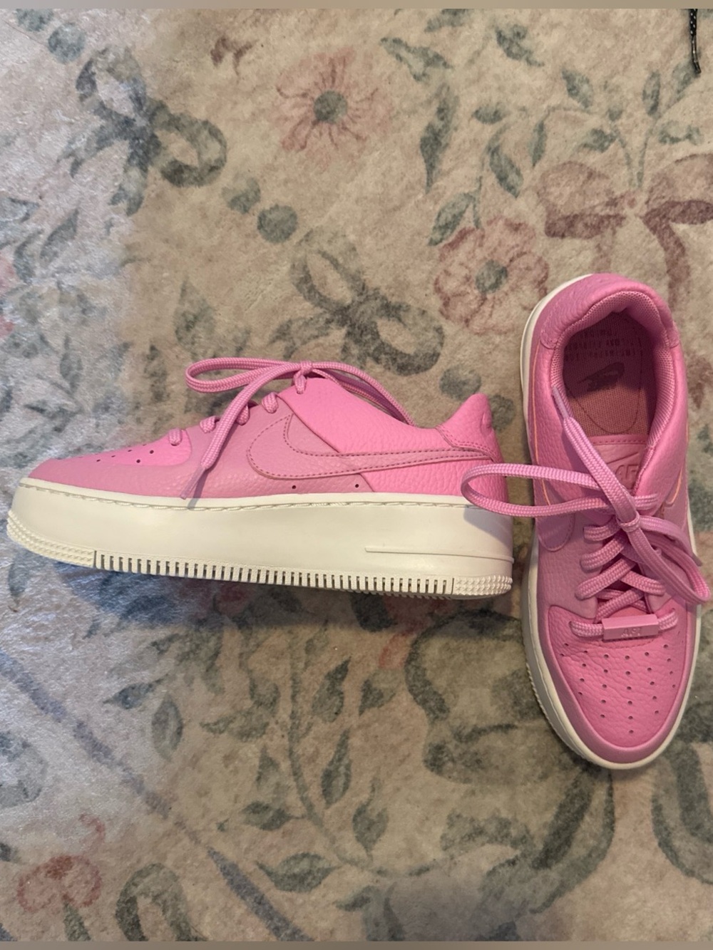 Nike Women’s Pink Leather Platform AF1 Sneakers